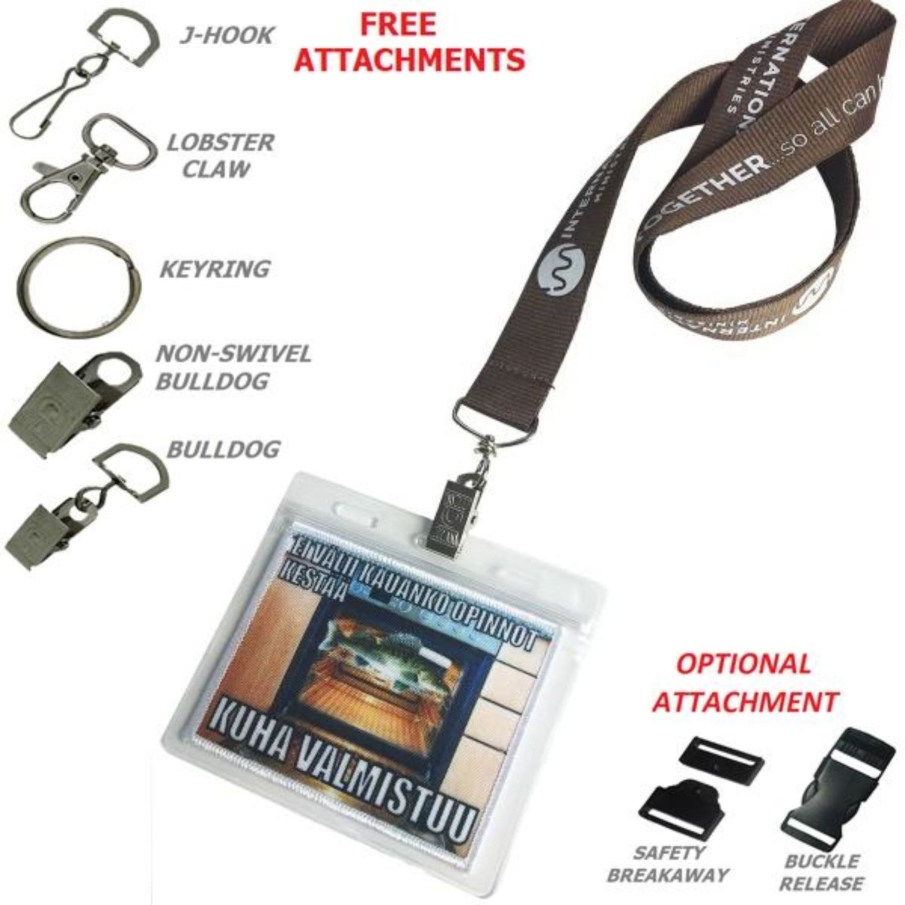 3/4" Lanyards With Badge Holder Combo Clear Vinyl - 3/4" W x 36" L - Screenprinted 1 Color